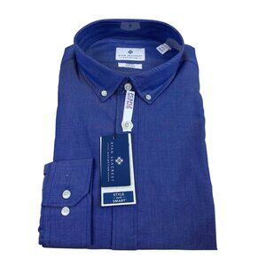 Ryan Seacrest Distinction Mens Blue  Long Sleeve Slim Fit Shirt 16.5 34/35 - New